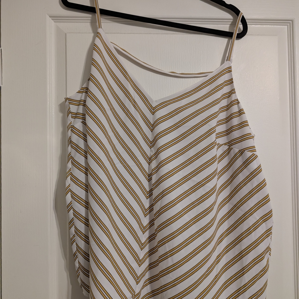 Loft Plus Striped White and Gold Tank Top